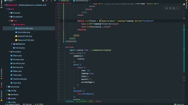 laravel nuxtjs company portfolio lesson 12 pagination and loader