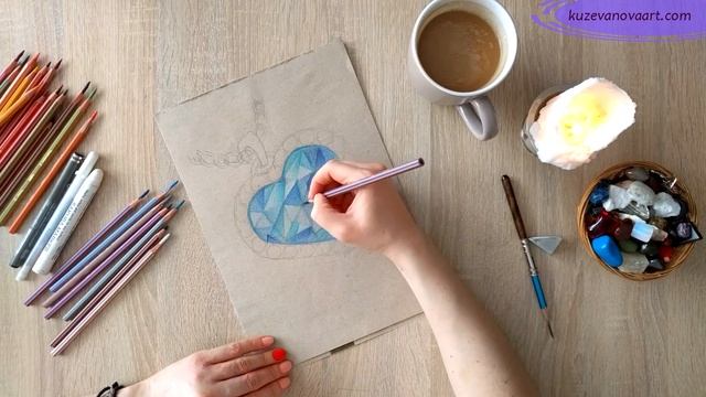 РИСУЕМ САПФИР ЦВЕТНЫМИ КАРАНДАШАМИ смотреть онлайн