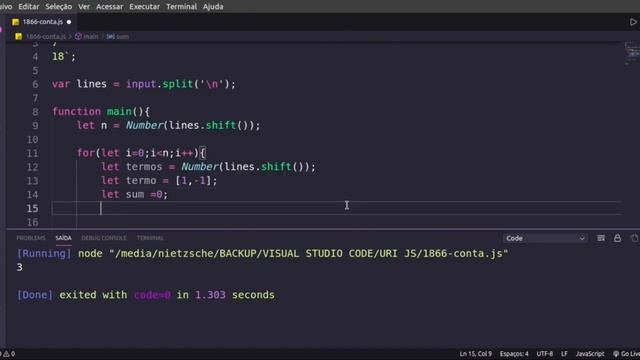 URI Online Judge | 1866 - Conta - - JAVASCRIPT