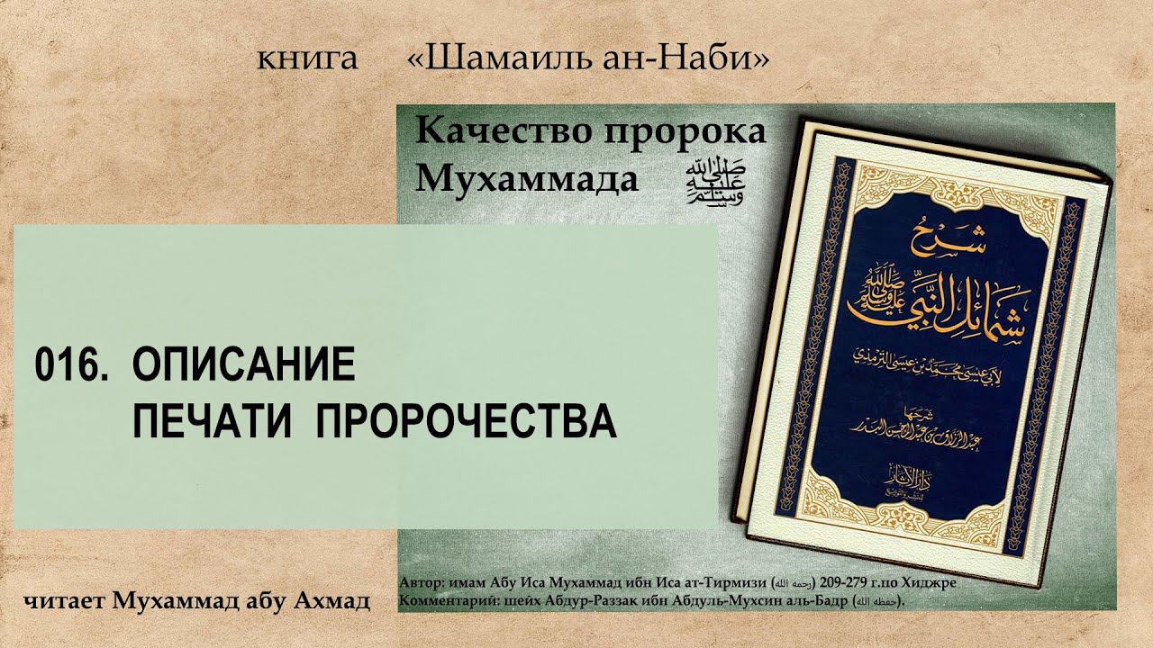 016.  Качества пророка ﷺ.  Описание печати пророчества.