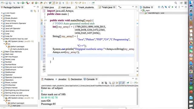 Sort numeric and string Array by Java Programming смотреть онлайн