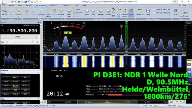 30.06.2023 17:12UTC, [Es], NDR 1 Welle Nord, Германия, 90.5МГц, 1800км