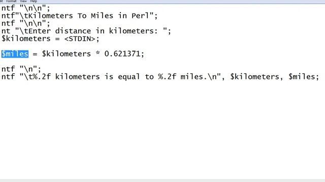 Kilometers To Miles in Perl смотреть онлайн