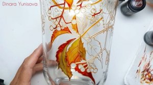 Витражная роспись по стеклу. Мастер-класс "Осенняя ваза".