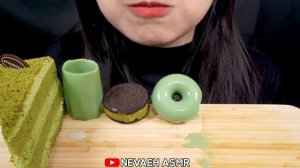 ASMR*초록빛 디저트(녹차 스모어, 녹차 생크림 케이크, 도넛 젤리, 녹차 오레오, 아이스크림)먹방*NO TALKING*EATING SOUND*MUKBANG?