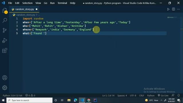 How to Generate Story using Python For Beginners |  Python Project Tutorial #18 | #Python