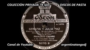 FRANCISCO CANARO - GUILLERMO RICO - ALBERTO ARENAS - SERAFIN Y JULIA PAZ - MILONGA