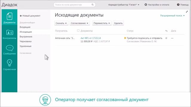 Как настроить согласование документов в Диадоке?
