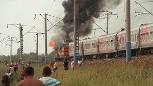 Пожар локомотива Анапа-Смоленск