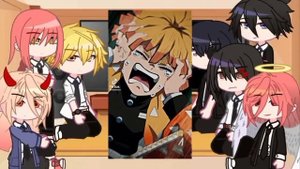 Chainsaw man React to Zenitsu | Demon slayer | Gacha Club