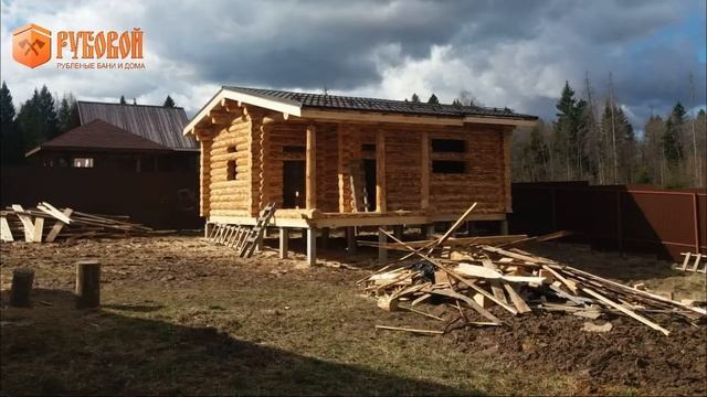 Баня 6 на 8 из бревна под скобель смотреть онлайн