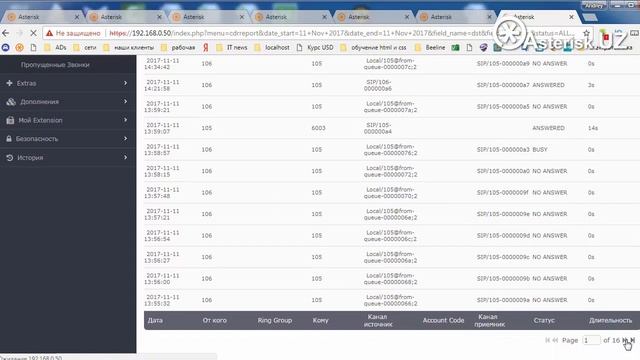 Статистика звонков в IP АТС Астериск смотреть онлайн