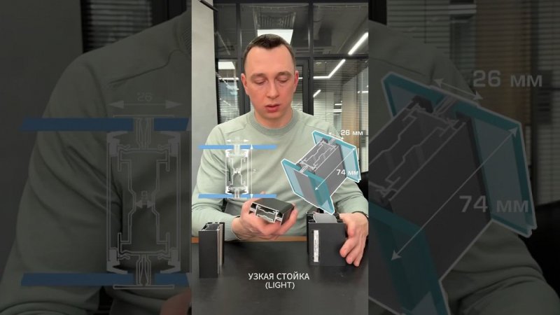 Сравнение стандартной и узкой стойки #стеклянныеперегородки