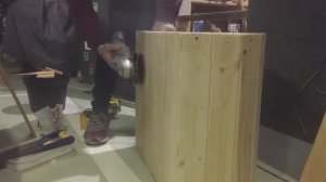 Тумба из обрезков вагонки и старой шторы