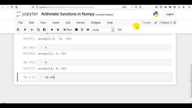 27. Arithmetic Operations in NumPy Arrays (Using Functions)