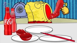 [Animation] RED FOOD MUKBANG! SPONGEBOB RED MUKBANG  | MUKBANG ANIMATION | SLIME CAT