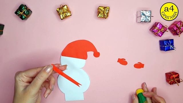 Оригами Снеговик из бумаги | Новогодние поделки Origami Paper Snowman | Как сделать снеговика