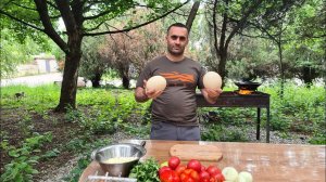 ЯИЧНИЦА с ОВОЩАМИ и СТРАУСИНЫМИ ЯЙЦАМИ.