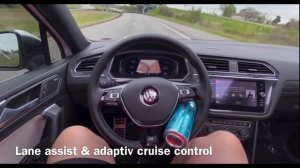 Пример работы ассистентов vw/Audi . Line assist, adaptive cruise control, front assist, tja, dla.