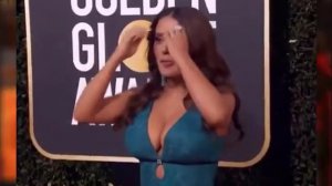 Salma Hayek At Golden Globes In Gucci Dress