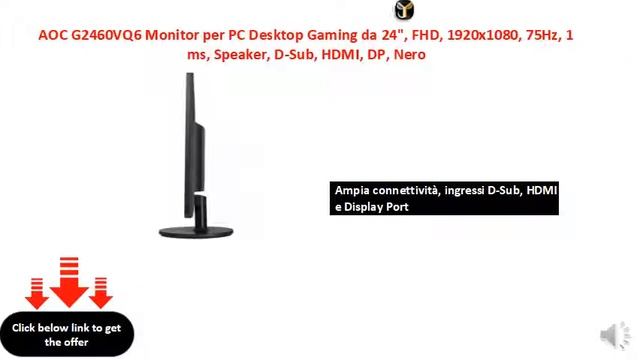 AOC G2460VQ6 Monitor per PC Desktop Gaming da 24, FHD, 1920x1080, 75Hz смотреть онлайн
