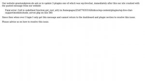 Wordpress: Fatal error with wp-livechat plugin