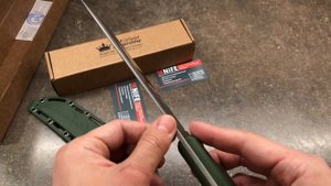 Нож "Senpai AUS-8 Stonewash Olive" от Kizlyar Supreme