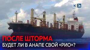 Сухогруз выбросило штормом на мель под Анапой