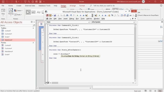 AfterUpdate Event  DLookup Function in Microsoft Access - How to Look Up Values from Table to Form