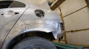 ?Mitsubishi Lancer X ремонт тяжёлого заднего крыла ?