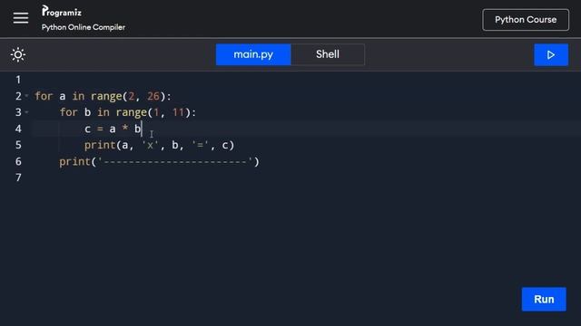 Multiplication Table in Python