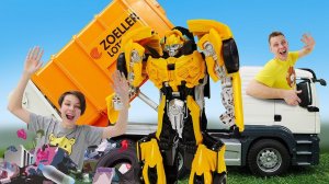 Роботы Трансформеры игры - Почему Автоботы оказались на Свалке? – Бамблби и супергерои в видео шоу