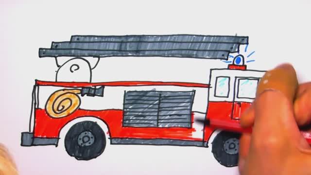 Рисуем и раскрашиваем пожарную машину \\ Рисование для мальчиков!