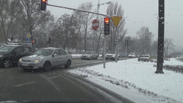 Виртуальное путешествие на машине по Люблину  Зима  Poland. 4К