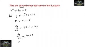 Find the second order derivative of the function x²+3x+2 Ncert continuity and Differentiation