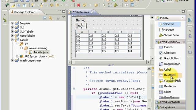 Java Eclipse Swing Visual Editor jTable DefaultTableModel смотреть онлайн