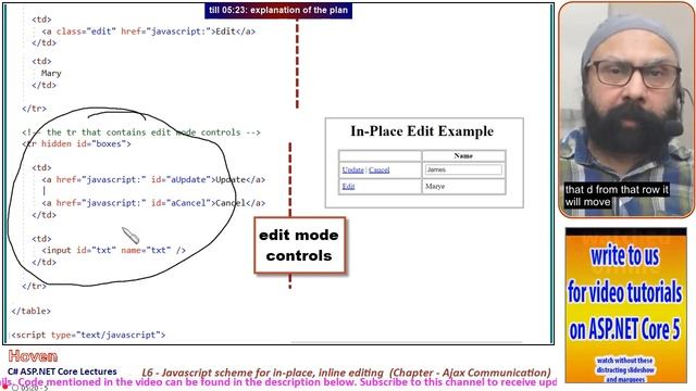 Javascript scheme for in-place, inline editing (Ajax Communication - 6) (Beginner) | ASP.NET Core 5