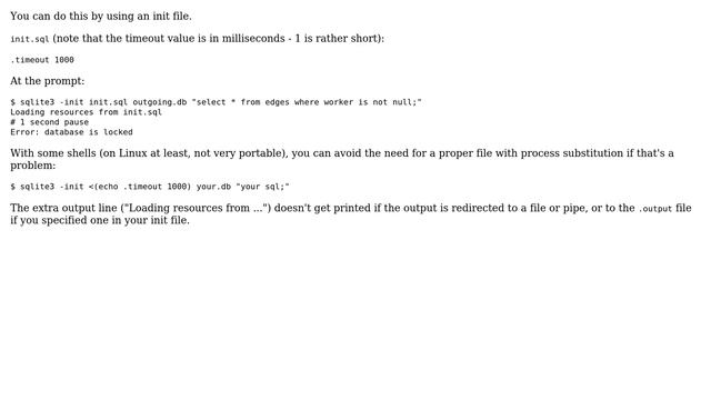 How do I specify a timeout in sqlite3 from the command-line? (4 Solutions!!) смотреть онлайн