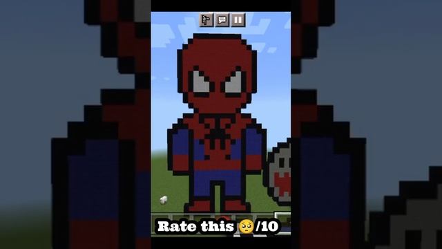 #short.                 Minecraft small Spiderman block pixel art