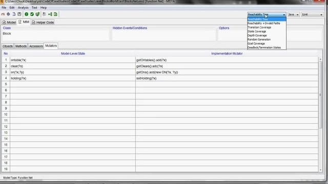 MISTA: Model-based test code generation for a Java program