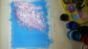 "Два лебедя"/Рисуем поэтапно гуашью/ Простая живопись