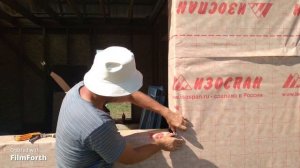 Перекрестное утепление и обшиваю ИЗОСПАНОМ.