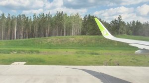 Взлёт из Красноярска на A320N авиакомпании Сибирь