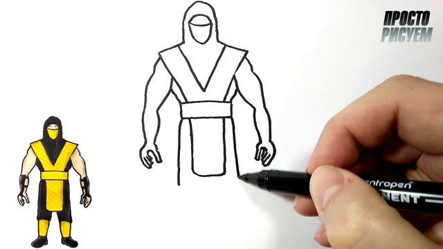 Как нарисовать СКОРПИОНА из МОРТАЛ КОМБАТ смотреть онлайн