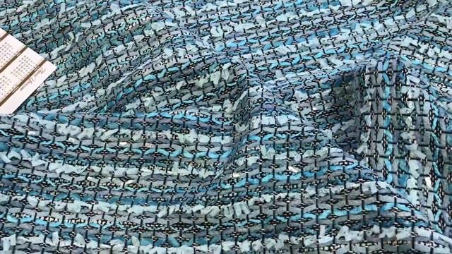 Ткань твид в стиле Chanel (Шанель) цвет бирюзовый смотреть онлайн