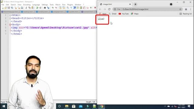 HTML img Tag | HTML image Tag with src, alt, width, height, border, align, href Attributes | Hindi