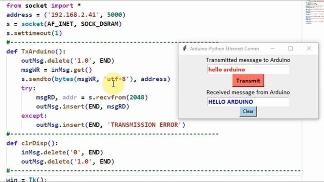 Arduino-Python Communication via Ethernet