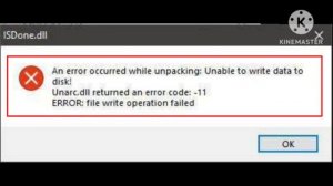 Pc Fix An error occurred while unpacking Unable to write data to disk Unarc.dll returned windows