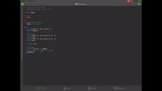 Basic, Pascal, and C++ on an iPad Air, 3rd Gen.