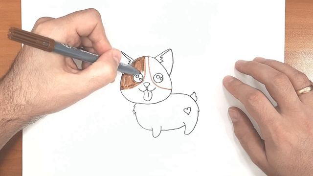 How to draw a corgi puppy | Drawing for children | Как нарисовать КОРГИ | Рисунки для детей смотреть онлайн